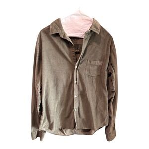 Frank & Eileen Corduroy Button Down Shirt Women's Size M Long Sleeve Khaki